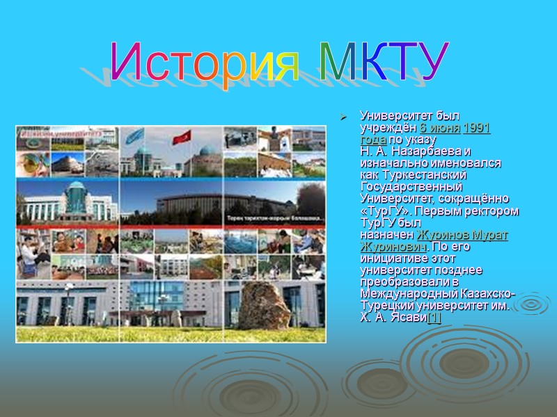 Университет был учреждён 6 июня 1991 года по указу Н. А. Назарбаева и изначально